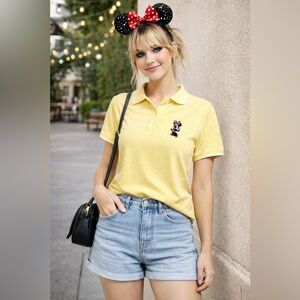Disney Minnie‎ Mouse Embroidered Yellow Polo Shirt | Disneybound Park Style L